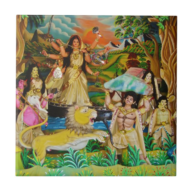 Goddess Durga at Durga festival in Burdwan Tile (Front)