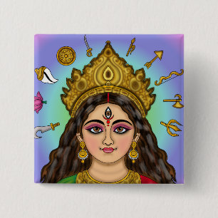 Goddess Durga Button