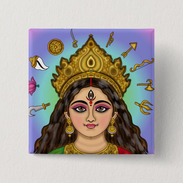 Goddess Durga Button (Front)