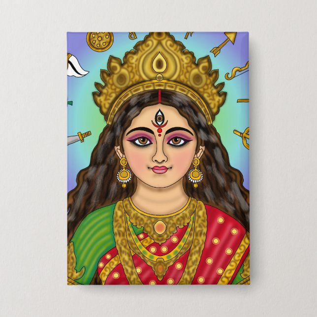 Goddess Durga Button (Front)