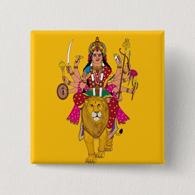 Goddess Durga Button – Divine Hindu Devi Spiritual (Front)