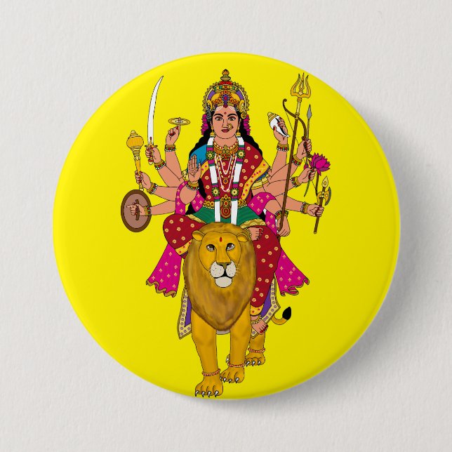 Goddess Durga Button – Divine Hindu Devi Spiritual (Front)