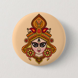 Goddess Durga Face Button