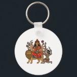 Goddess Durga Key Ring<br><div class="desc">Goddess Durga,  a principal form of Shakti or the Supreme Mother Goddess in Hinduism,  is the fierce,  multi-limbed warrior deity worshipped for protecting the universe from evil and restoring righteousness.</div>