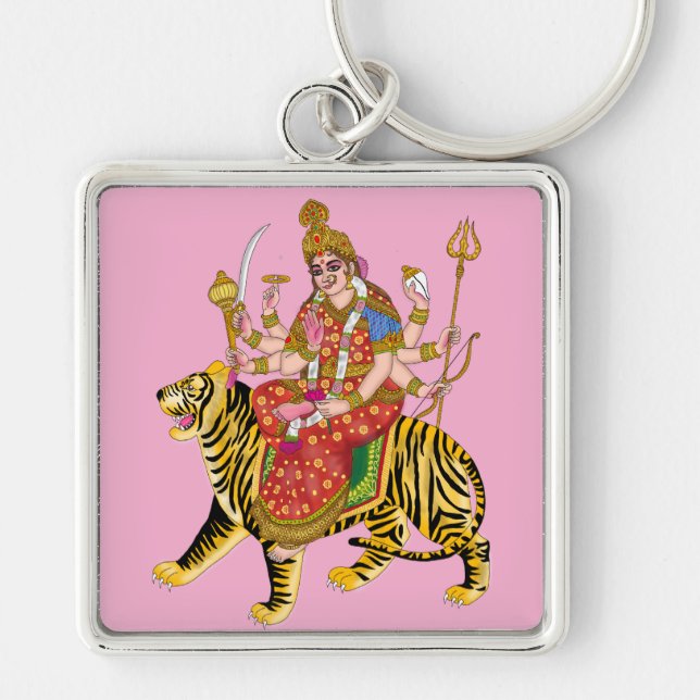 Goddess Durga Square Keychain  (Front)
