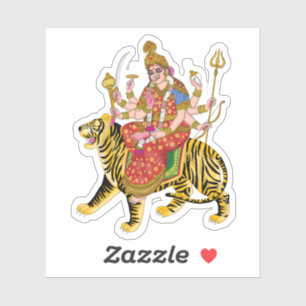 Goddess Durga Square Stickers   Hindu Maa Durga 