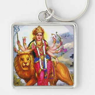 Goddess Durga with Lion Painting Key Ring