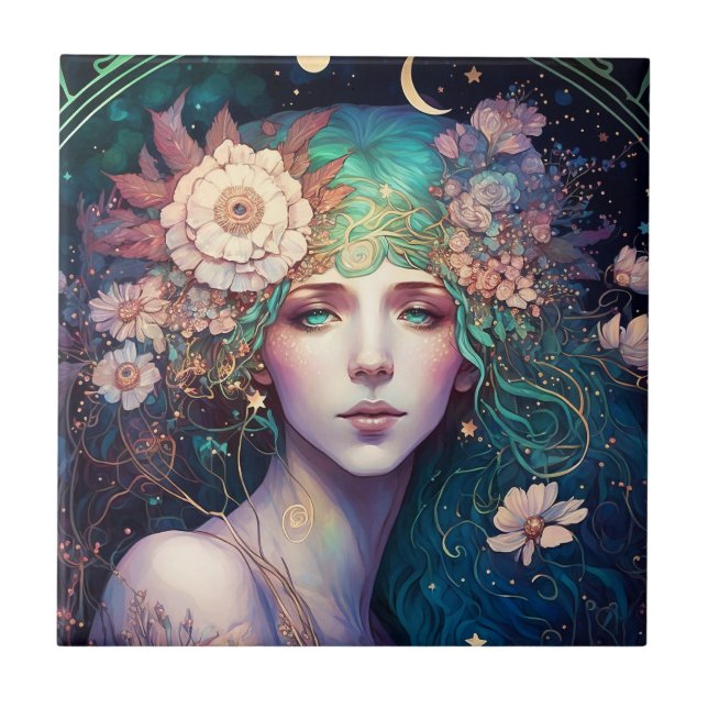 Goddess Fantasy Art Ceramic Tile (Front)