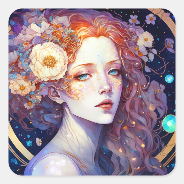 Goddess Fantasy Art Square Sticker (Front)