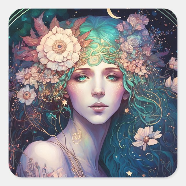 Goddess Fantasy Art Square Sticker (Front)