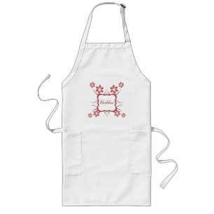 Goddess Floral Apron, Brick Red Long Apron