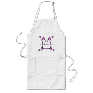 Goddess Floral Apron, Dark Purple Long Apron