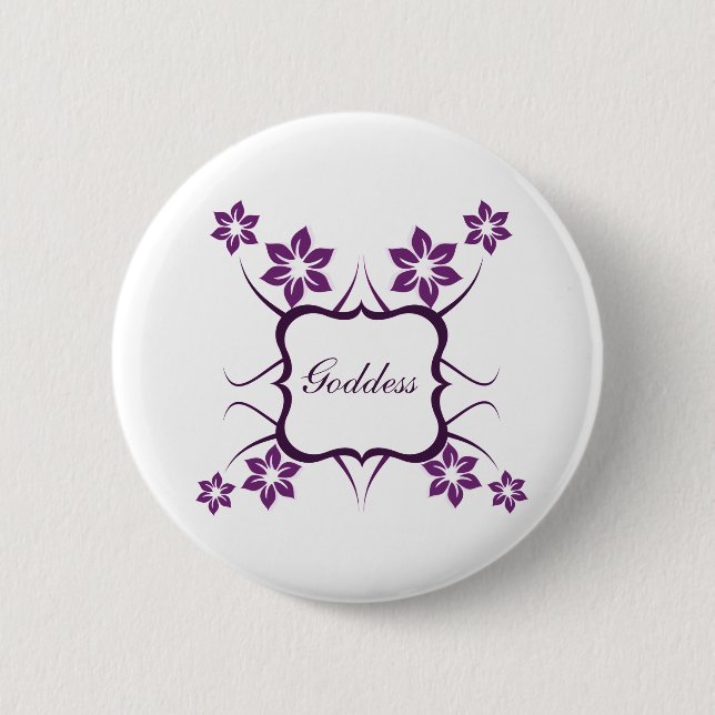 Goddess Floral Button, Dark Purple 6 Cm Round Badge (Front)