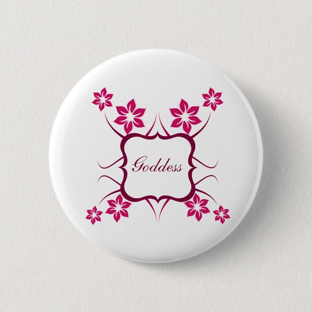 Goddess Floral Button, Magenta 6 Cm Round Badge (Front)