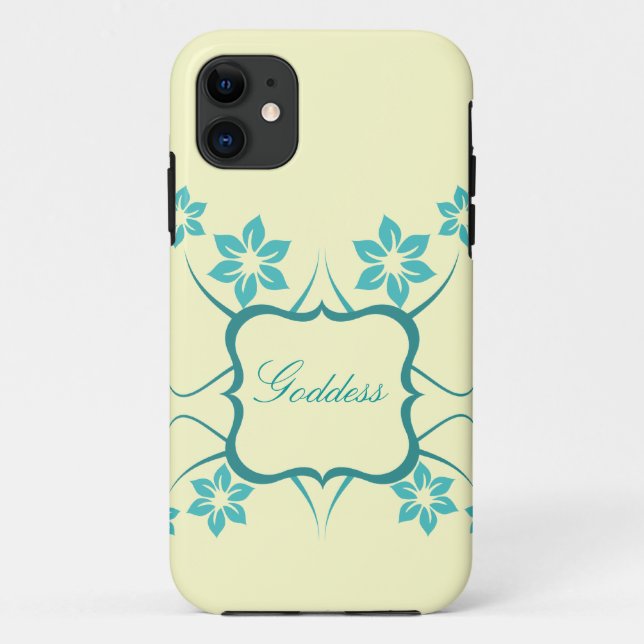Goddess Floral CM iPhone 5 BT ID Case, Teal Case-Mate iPhone Case (Back)