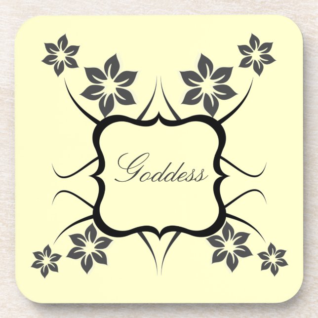 Goddess Floral Coaster Set, Dark Grey (Front)