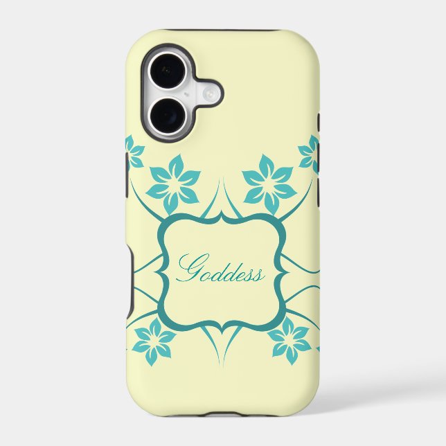 Goddess Floral iPhone 5 BT Case, Teal (Back)
