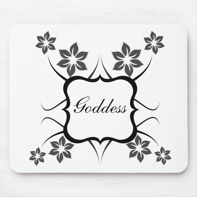 Goddess Floral Mousepad, Dark Grey Mouse Pad (Front)
