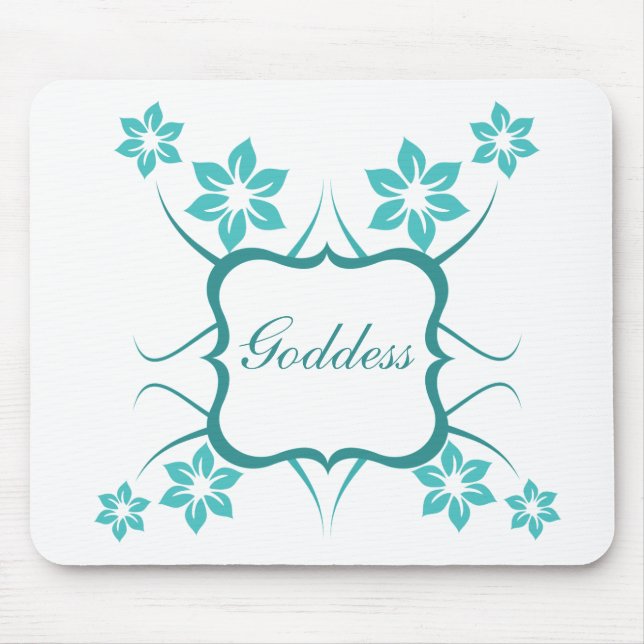 Goddess Floral Mousepad, Turquoise Mouse Pad (Front)
