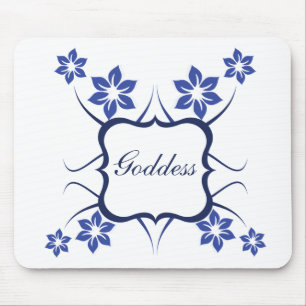Goddess Floral Mousepad, Vibrant Blue Mouse Pad