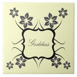 Goddess Floral Tile, Dark Grey Ceramic Tile