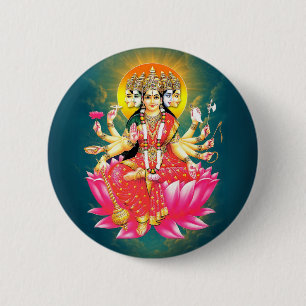 Goddess Gayatri Devi Hindu Deity 6 Cm Round Badge