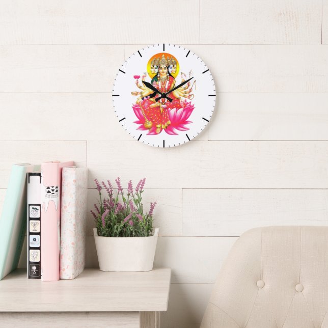 Goddess Gayatri Devi Hindu Deity Large Clock (Reading Room)