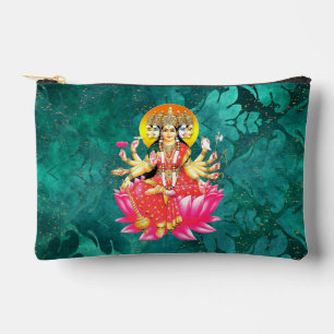 Goddess Gayatri Devi on Lotus Hindu Deity Accessory Pouch