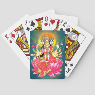 Goddess Gayatri Devi on Lotus Hindu Deity Playing Cards
