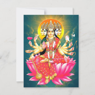 Goddess Gayatri Devi on Lotus Hindu Deity Postcard