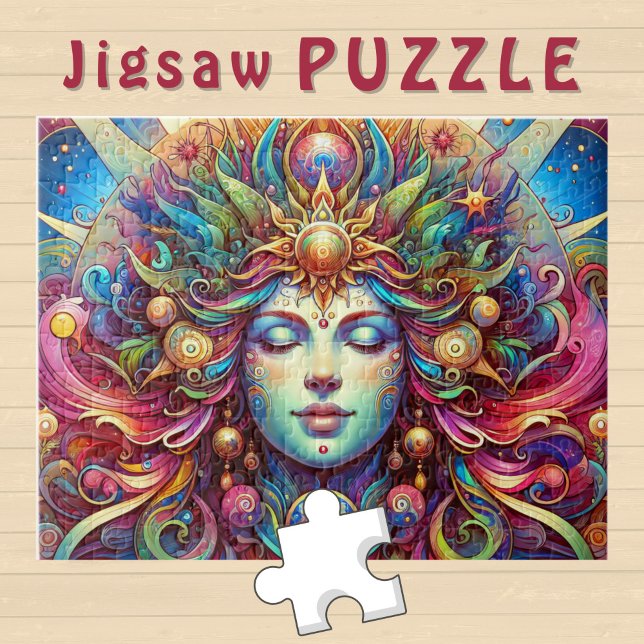 Goddess Head colourful Hair closed Eyes May -  Jigsaw Puzzle (Creator Uploaded)