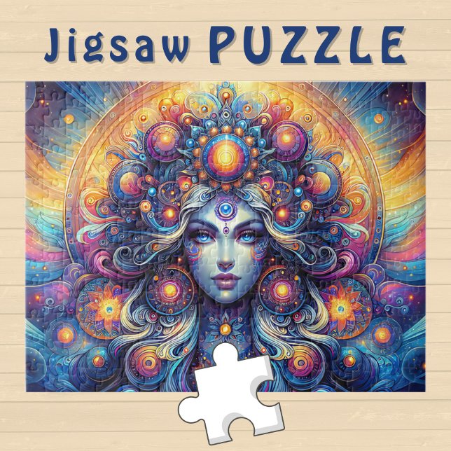 Goddess Head cosmic Hair blue Eyes September -  Jigsaw Puzzle (Creator Uploaded)