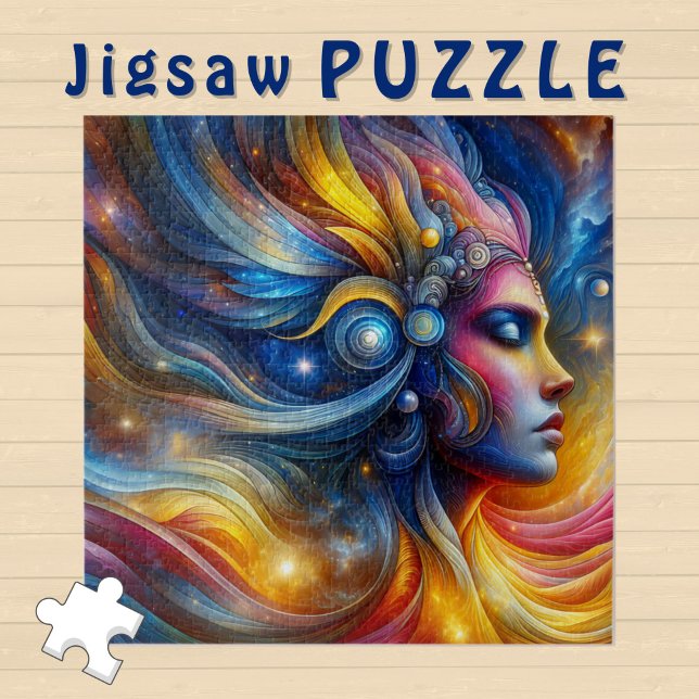 Goddess Head cosmic Hair closed Eyes June -  Jigsaw Puzzle (Creator Uploaded)
