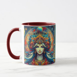 Goddess Head flowing turquoise Hair April -  Mug