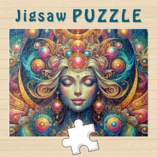 Goddess Head sunny Hair closed Eyes July - Jigsaw Puzzle