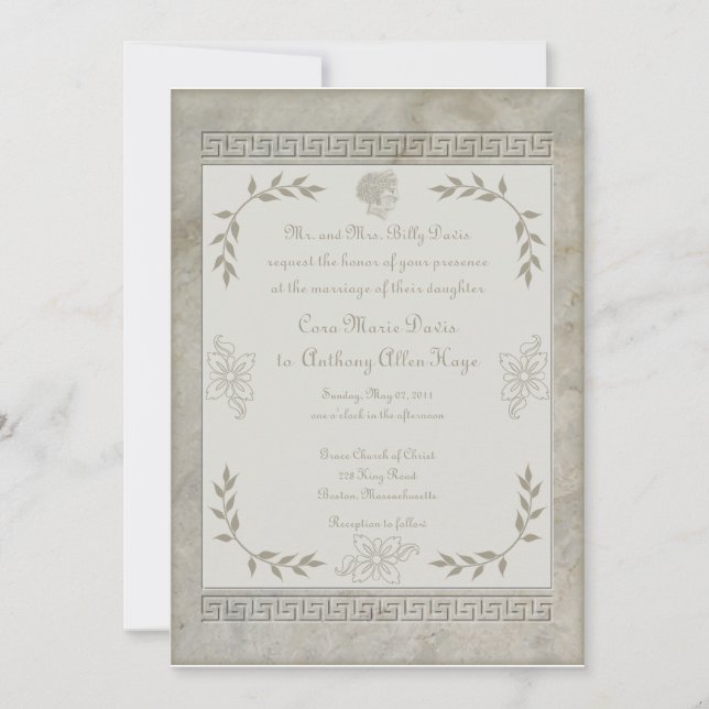 Goddess Juno Symbol for Marriage Marble Invitation (Front)