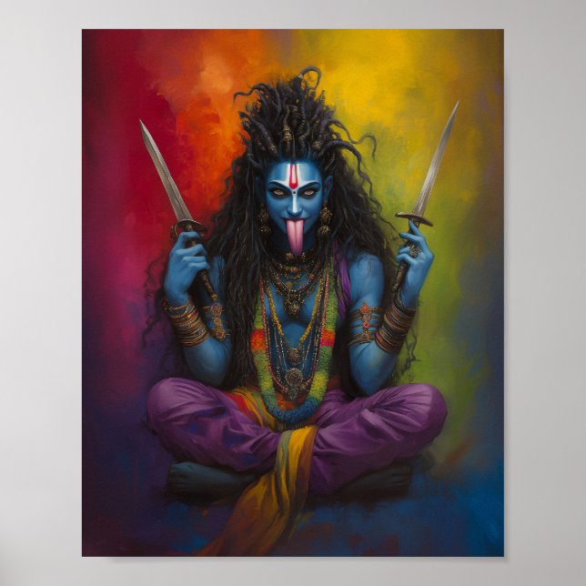 Goddess Kali Abstract Rainbow Portrait Painting Poster (Front)