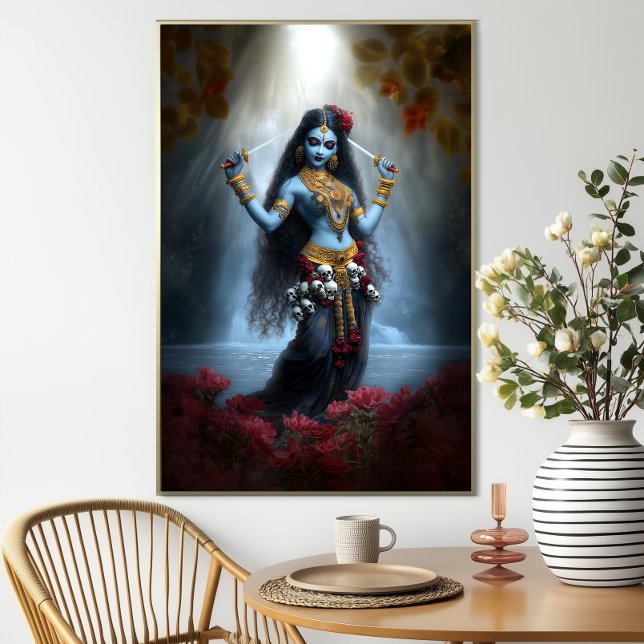 Goddess Kali Ma Blue Floral Waterfall Fantasy Art Poster (Creator Uploaded)