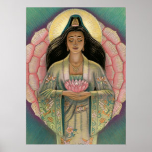 Goddess Kuan Yin "Pink Lotus Heart" poster