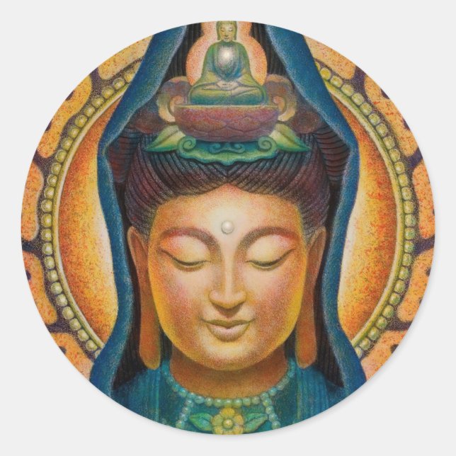 Goddess Kuan Yin's Flame Classic Round Sticker (Front)
