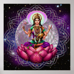 Goddess Lakshmi - cosmic blessing mandala Poster