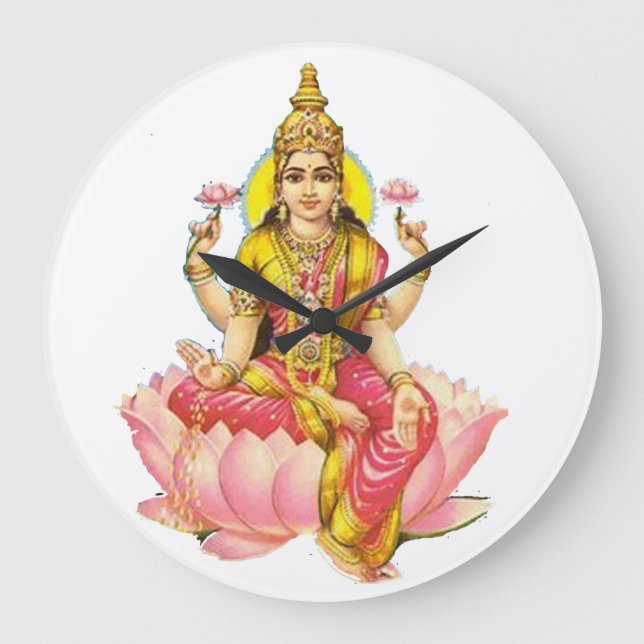 goddess lakshmi hindu godess dollars money wealth large clock (Front)