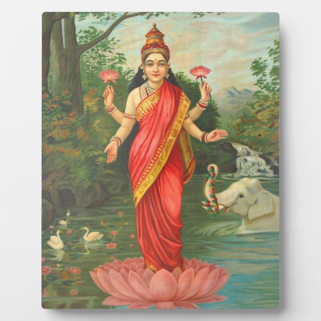 Goddess Lakshmi - Raja Ravi Varma Plaque (Front)