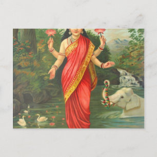 Goddess Lakshmi - Raja Ravi Varma Postcard