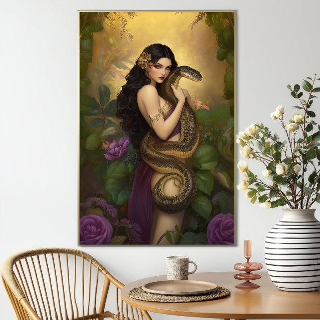 Goddess Lilith in the Garden of Eden Snake Art Poster (Creator Uploaded)