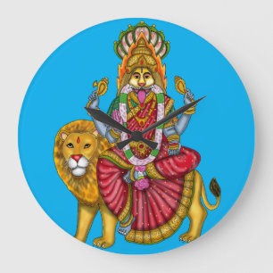 Goddess Narasimhi Divine Protection Art Custom Large Clock