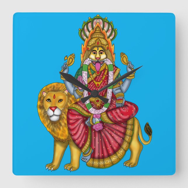 Goddess Narasimhi Divine Protection Art Custom Square Wall Clock (Front)