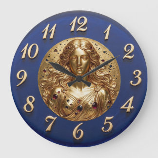 Goddess Nyx Gold Blue Dial Large Clock