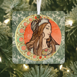 Goddess of beauty by Alphonse Maria Mucha  Metal Tree Decoration