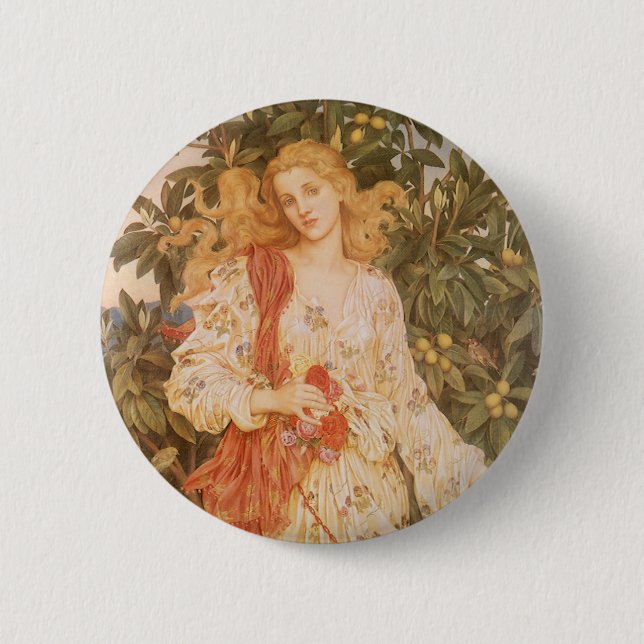 Goddess of Blossoms and Flowers, Flora by Morgan 6 Cm Round Badge (Front)